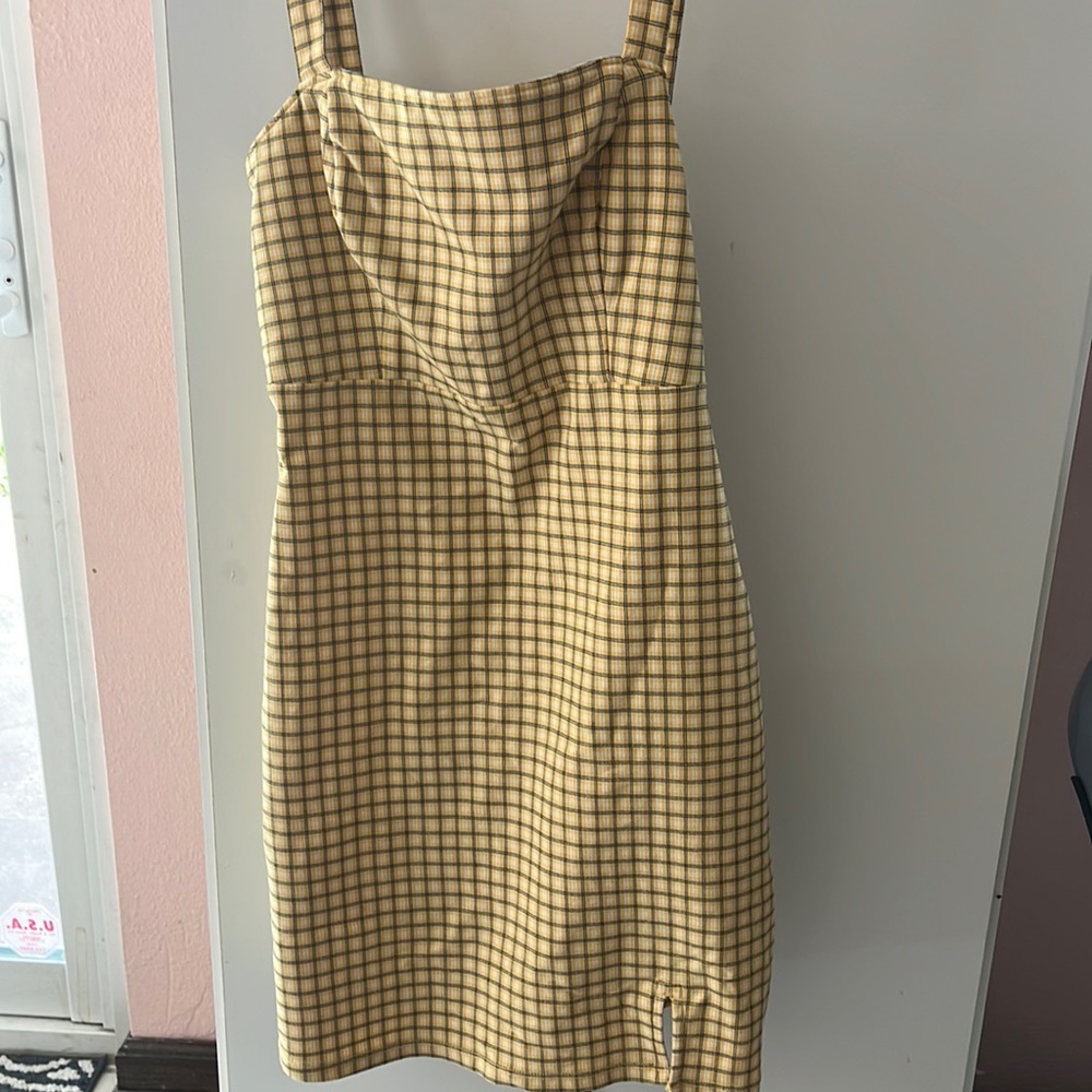 Hollister square neck plaid dress with adjustable straps - Size Small
